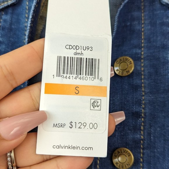 Calvin Klein Denim Jean Cropped Jacket Size Small - Picture 11 of 17